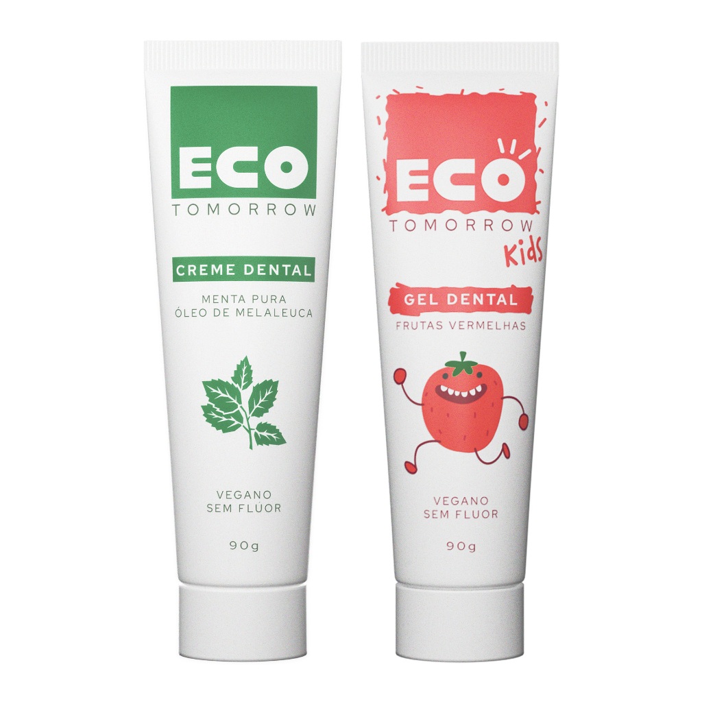Kit 1 Creme Dental Menta Pura 90g + 1 Gel Dental Frutas Vermelhas Kids 90g