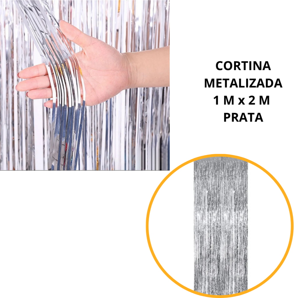 KIT 1~5 Cortina Metalizado para Festa 1mx2m painel decoração fita metaliza prata 30%OFF em Oferta na Shopee
