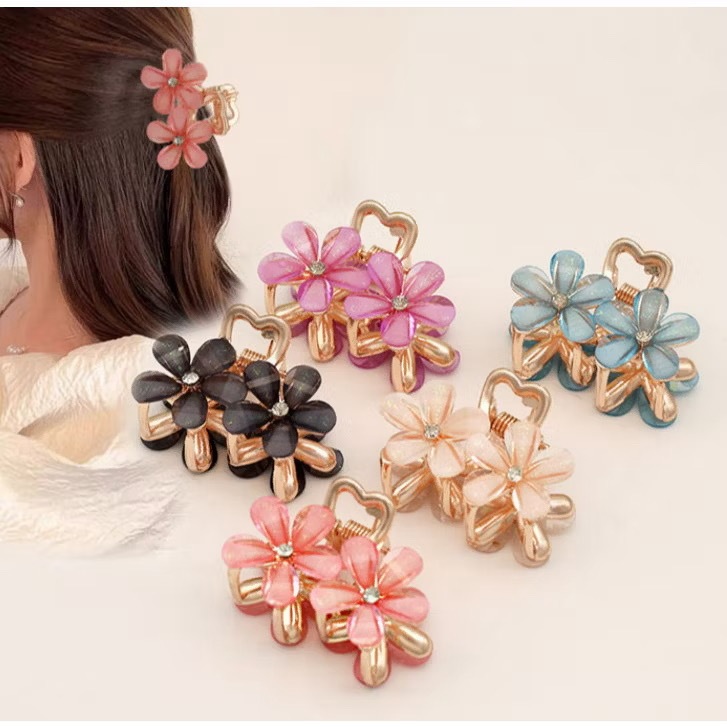 Kit 3/6/9/12 Unidades Piranhas de cabelo meio amarrado com flor de strass tamanho médio requintado e sofisticado em Oferta na Shopee