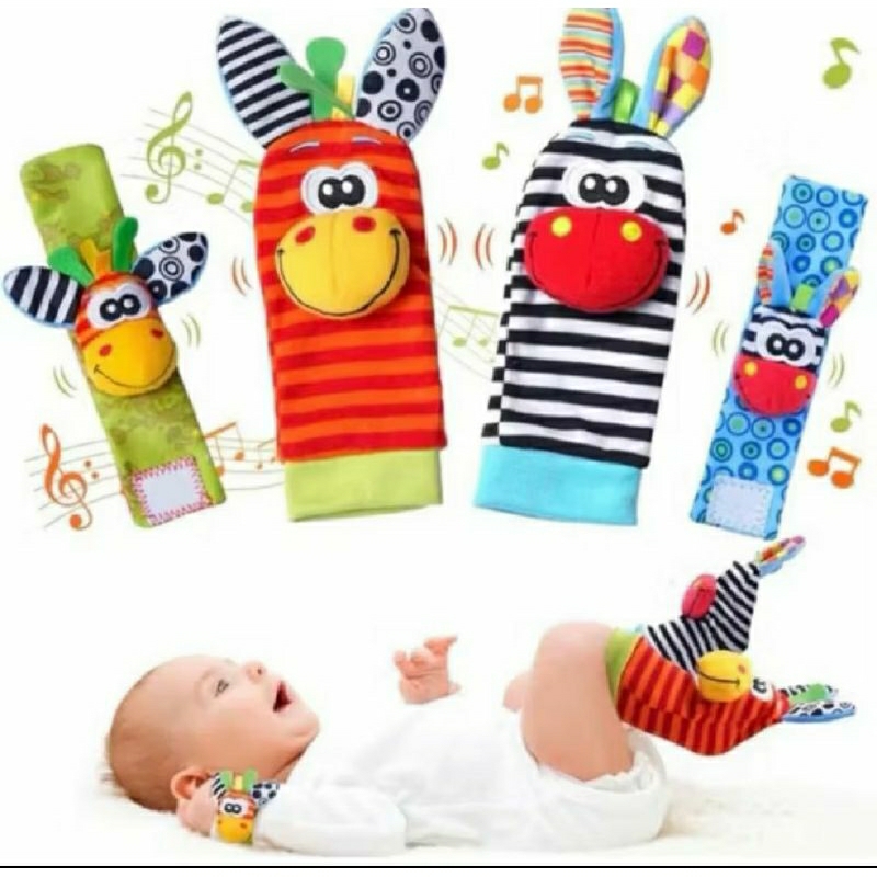 Kit Meias E Pulseiras Com Chocalhos Sozzy Criança Brinquedo - Envio em 24 Hrs