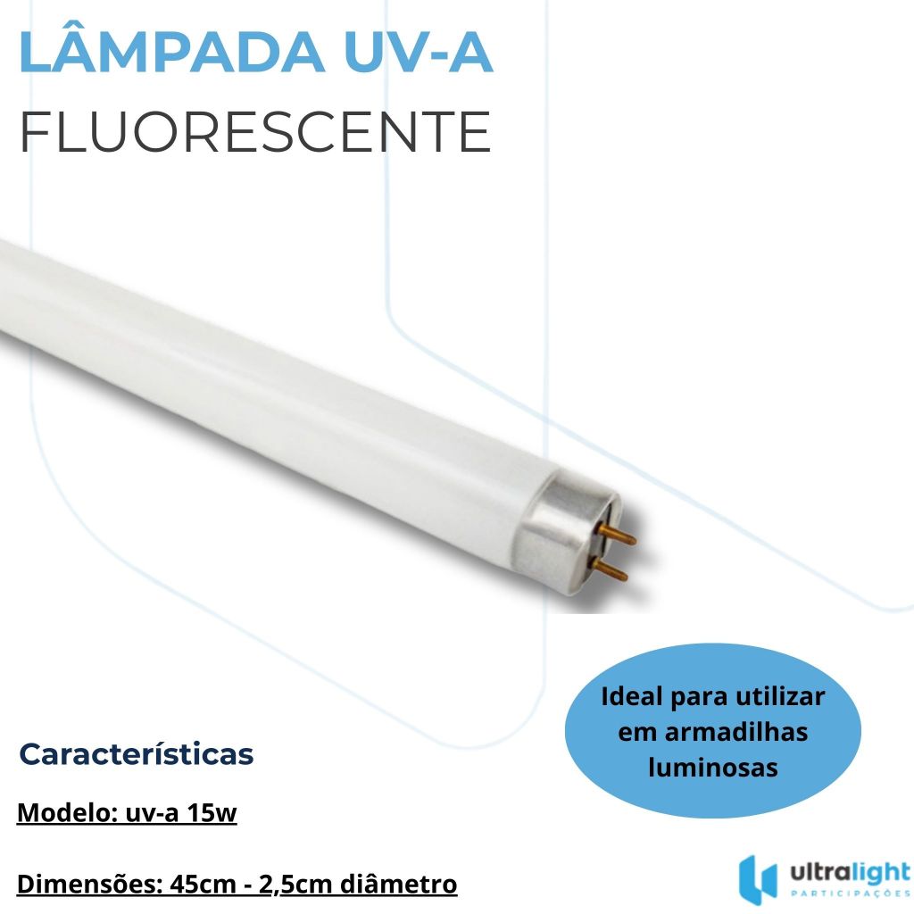 Lâmpada Uv 15w Armadilha Luminosa Mata Mosca Inseto Mosquito
