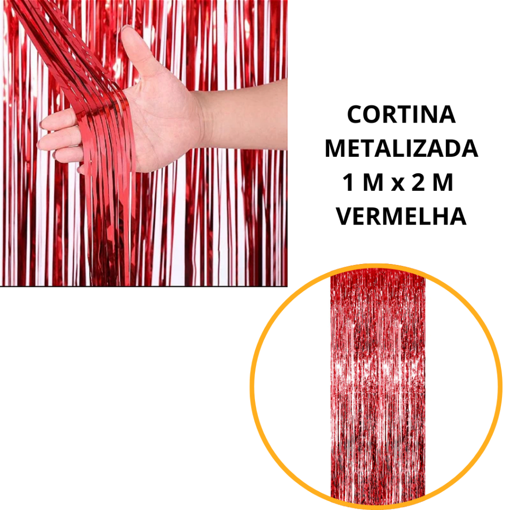 1~5 Cortina Metalizado para Festa 1mx2m painel decoração fita metalizada vermelha 30% OFF