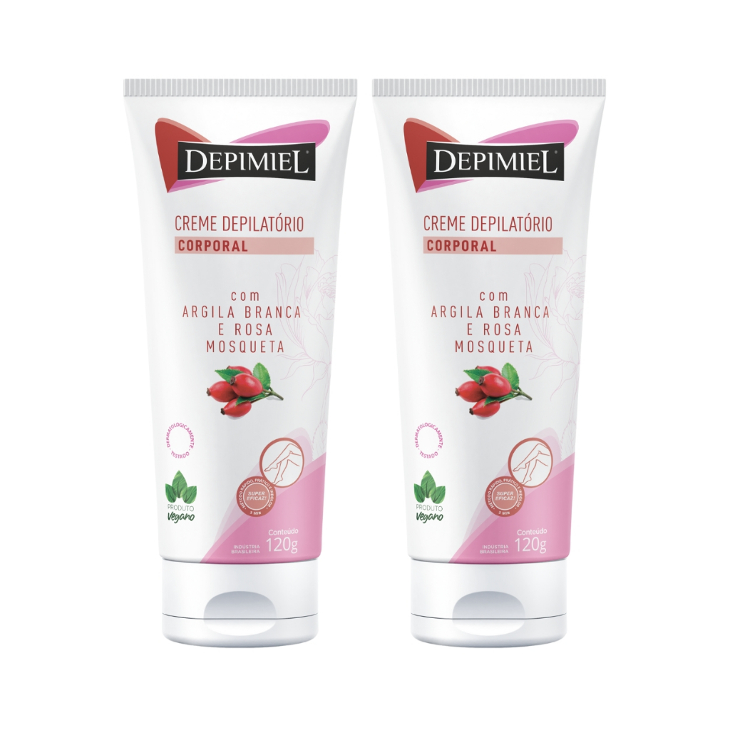 Creme Depilatório Argila Branca Depimiel Rosa Mosqueta 120g
