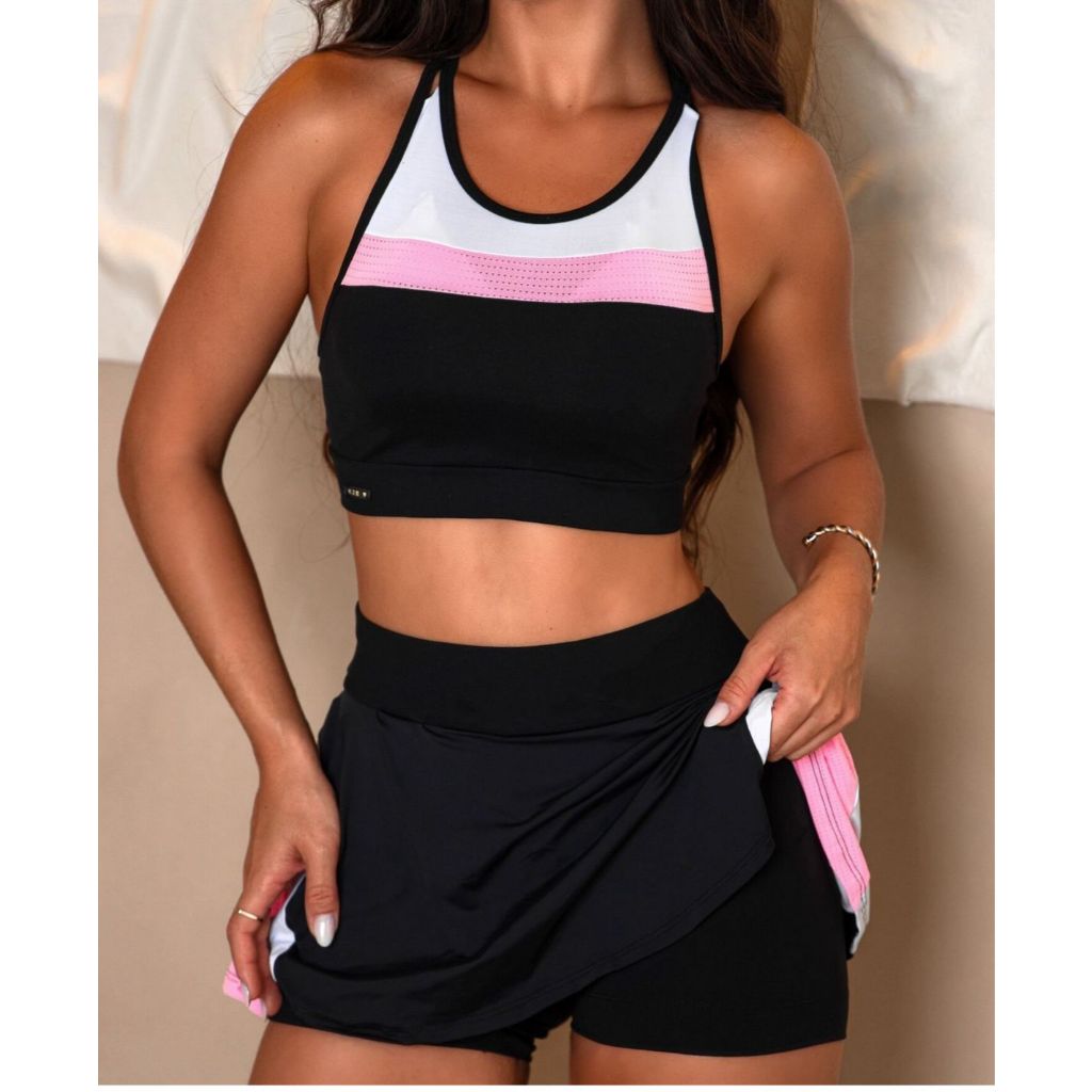 Conjunto Top e short-saia Academia K2B - Conjunto Poliamida Fitness K2B Short Saia +Top TamP