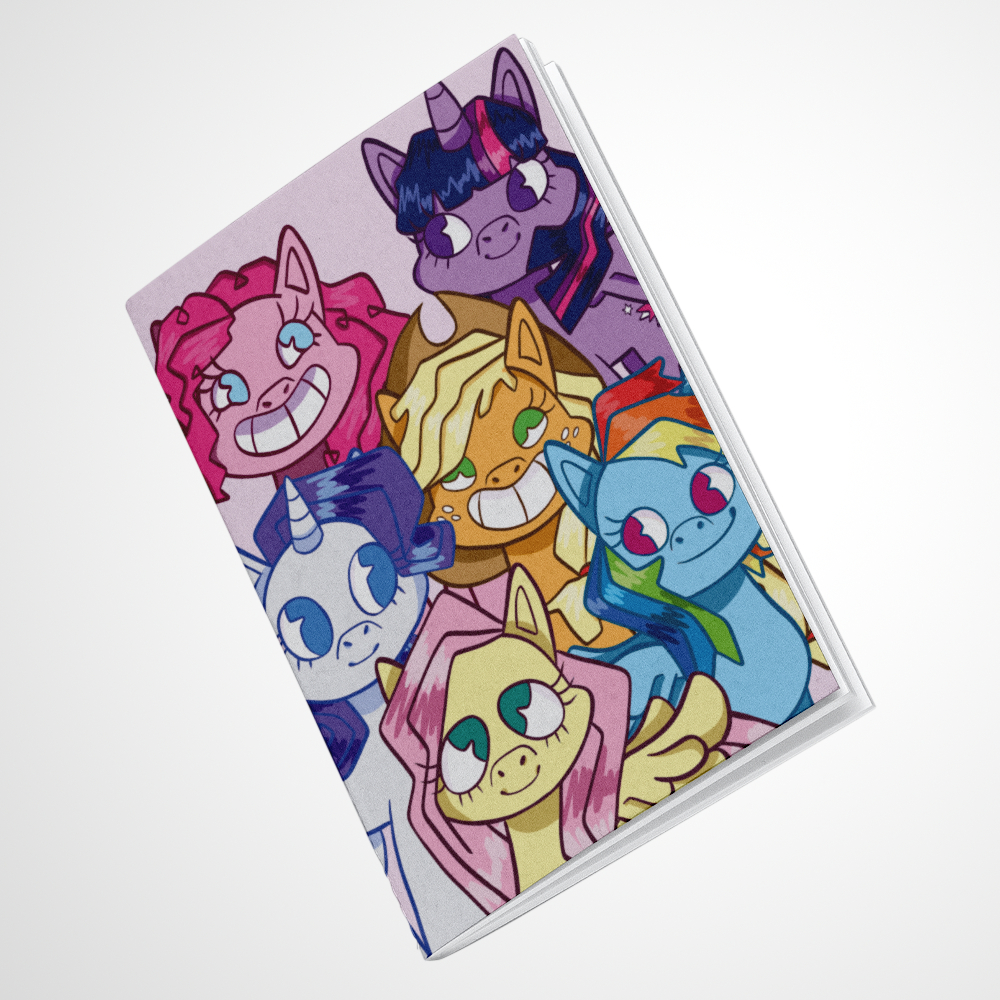 Caderno A5 com Arte Exclusiva | Capa Fotográfico Glossy com Verniz Brilho | 30 Páginas - My Little Pony Mane Six