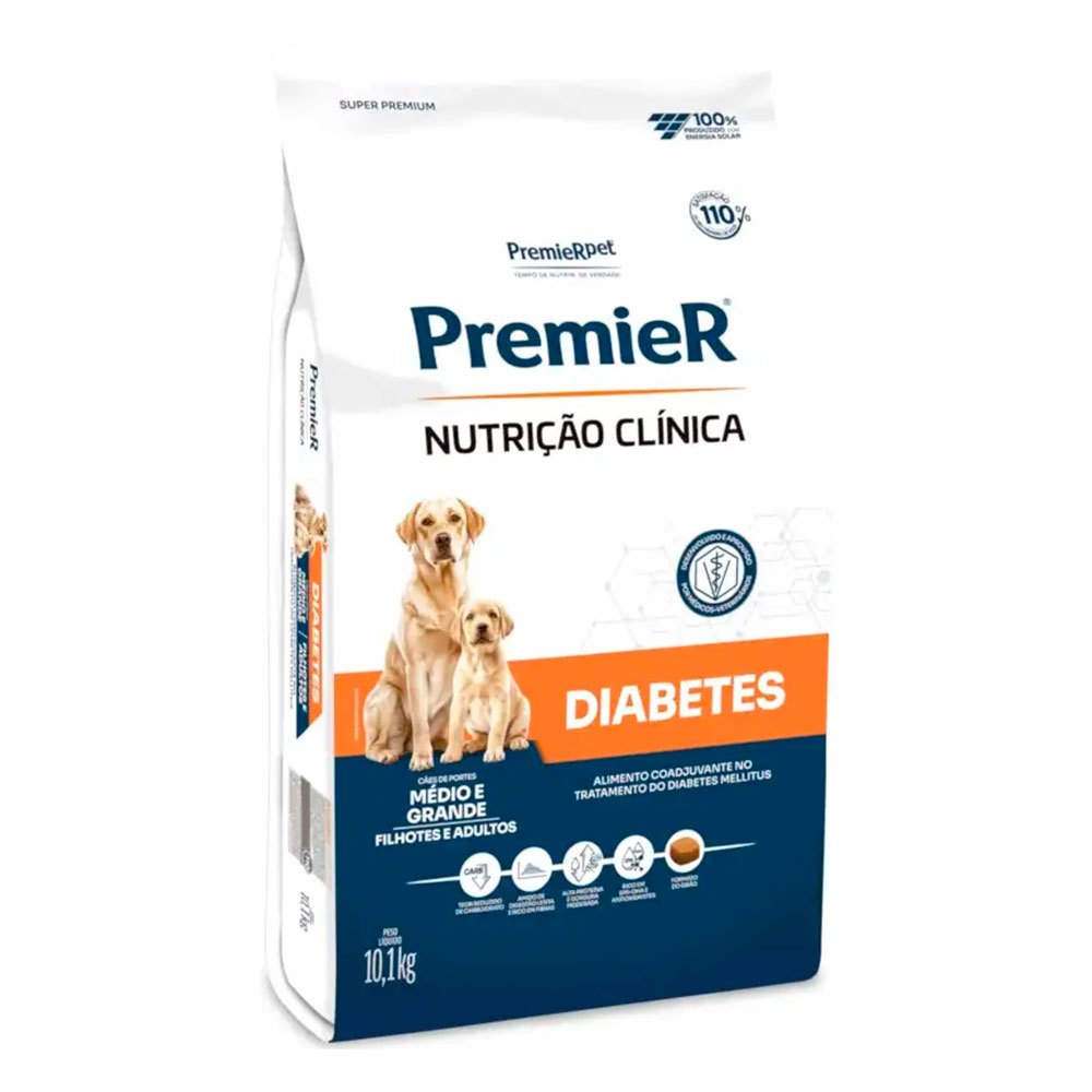 Ração Premier Nutrição Clínica Diabetes Cães Porte Médio e Grande 10,1kg