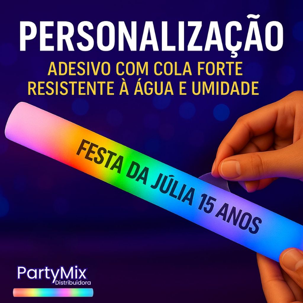Kit Bastão LED RGB Personalizado 10 a 40 Un | Festa Balada Casamento Formatura 15 Anos Neon em Oferta na Shopee