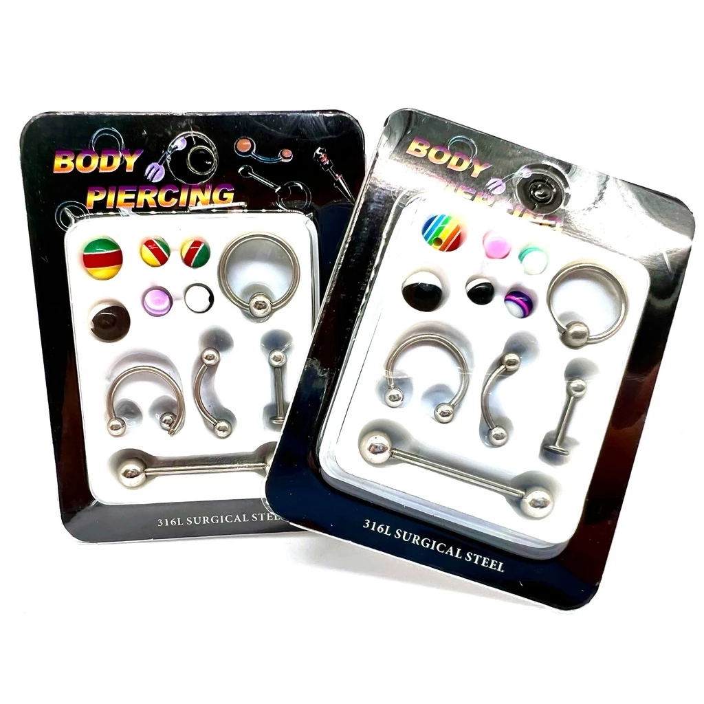 Kit 5 Piercings + 6 Bolinhas Extras ✨ Smile | Seio | Tragus | Sobrancelha | Língua | Nariz | Septo em Oferta na Shopee