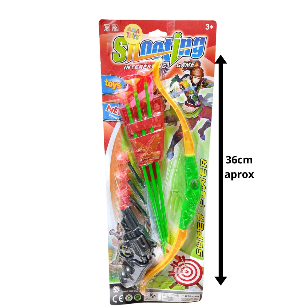 Kit Arco E Flecha Com Pistola 3 Balas e 3 Dardos - Brinquedo Arqueiro infantil e Pistola De Dardo