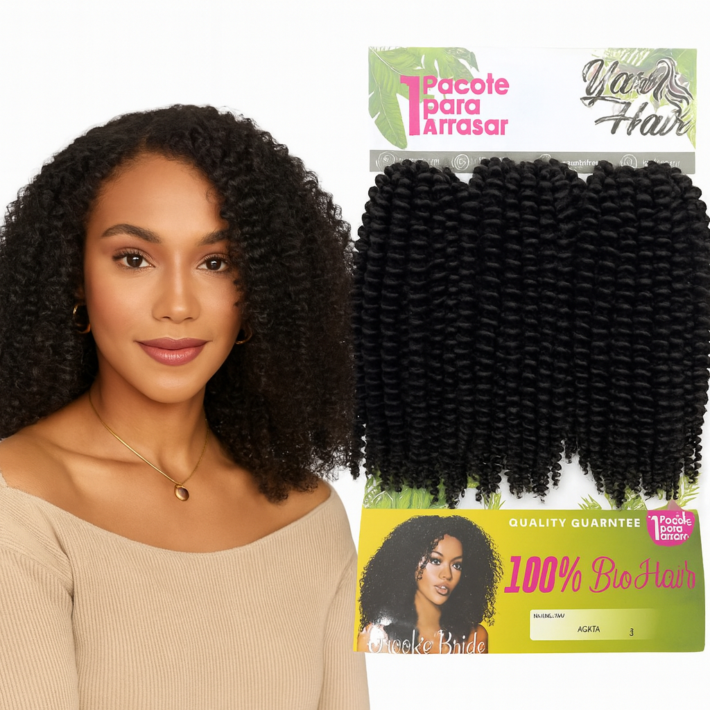 Cabelo Cacheado Solto Crochet Organico 55cm Curto Goivo Agata