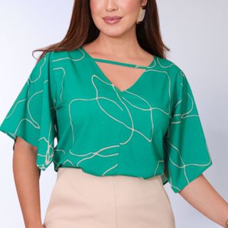 Blusa Feminina Decote Gola em V Moderna Moda Evangélica Manga Morcego Social Blusinha Crepe de Seda Estampada em Oferta na Shopee