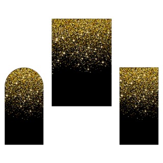 Painel De Festa Vertical - Fundo Preto Efeito Glitter Dourado 001 em Oferta na Shopee