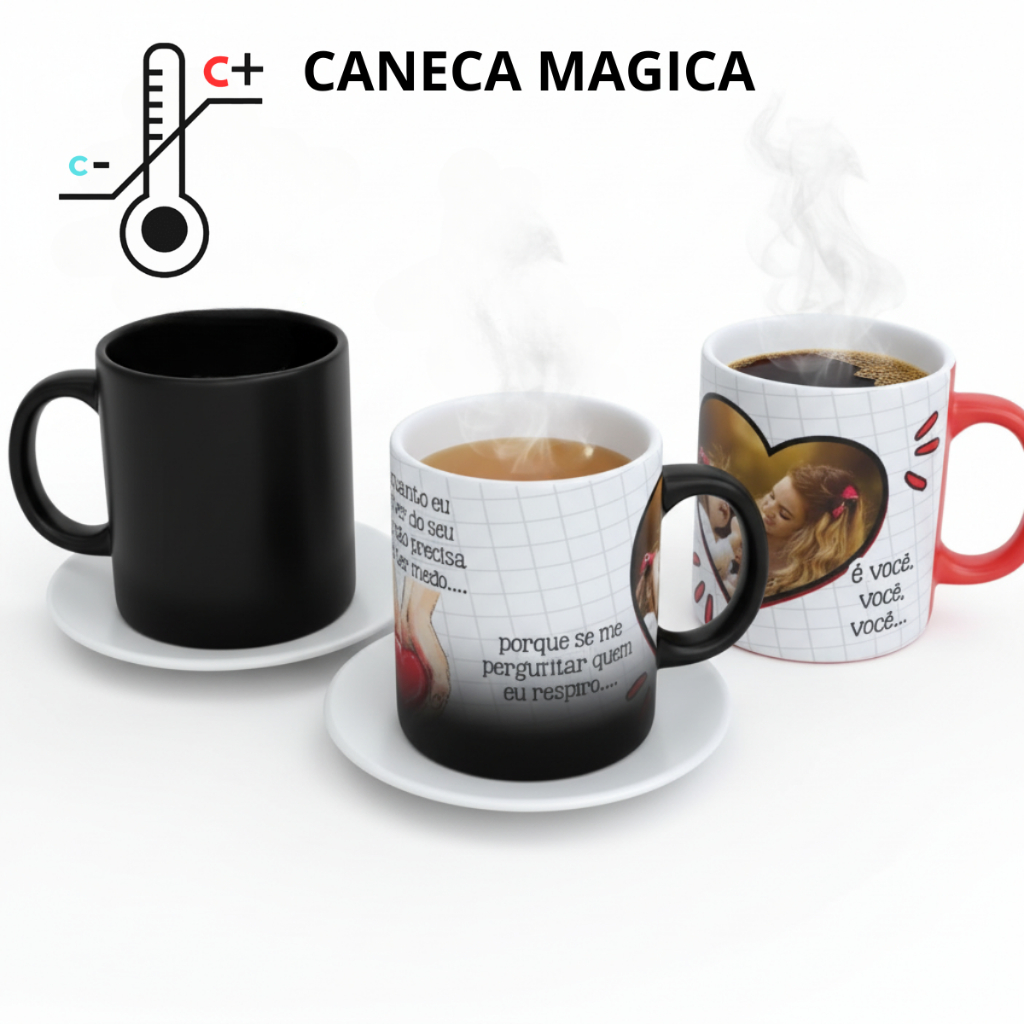 Caneca Mágica Dia das Mães Enquanto Eu Estiver do Seu Lado 325ml Cerâmica Sublimação