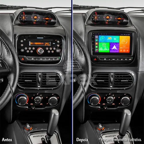 Moldura Painel Central 2 Din Mp5 Som Dvd Palio Strada Siena EL 2013 à 2020 Preto