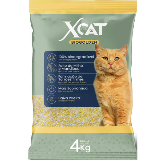 Areia Biodegradável para Gatos Xcat Biogolden 4kg – Mandioca e Milho | Torrões Firmes | Fina em Oferta na Shopee