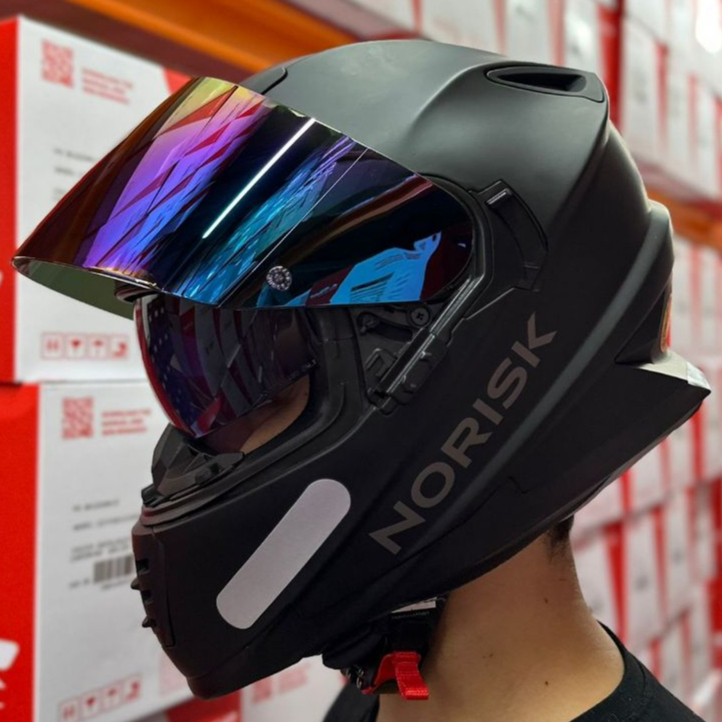 CAPACETE NORISK ORIGINAL FF302 PRETO FOSCO ESPORTIVO MASCULINO VISEIRA SOLAR VISEIRA EXTRA CAMALEÃO