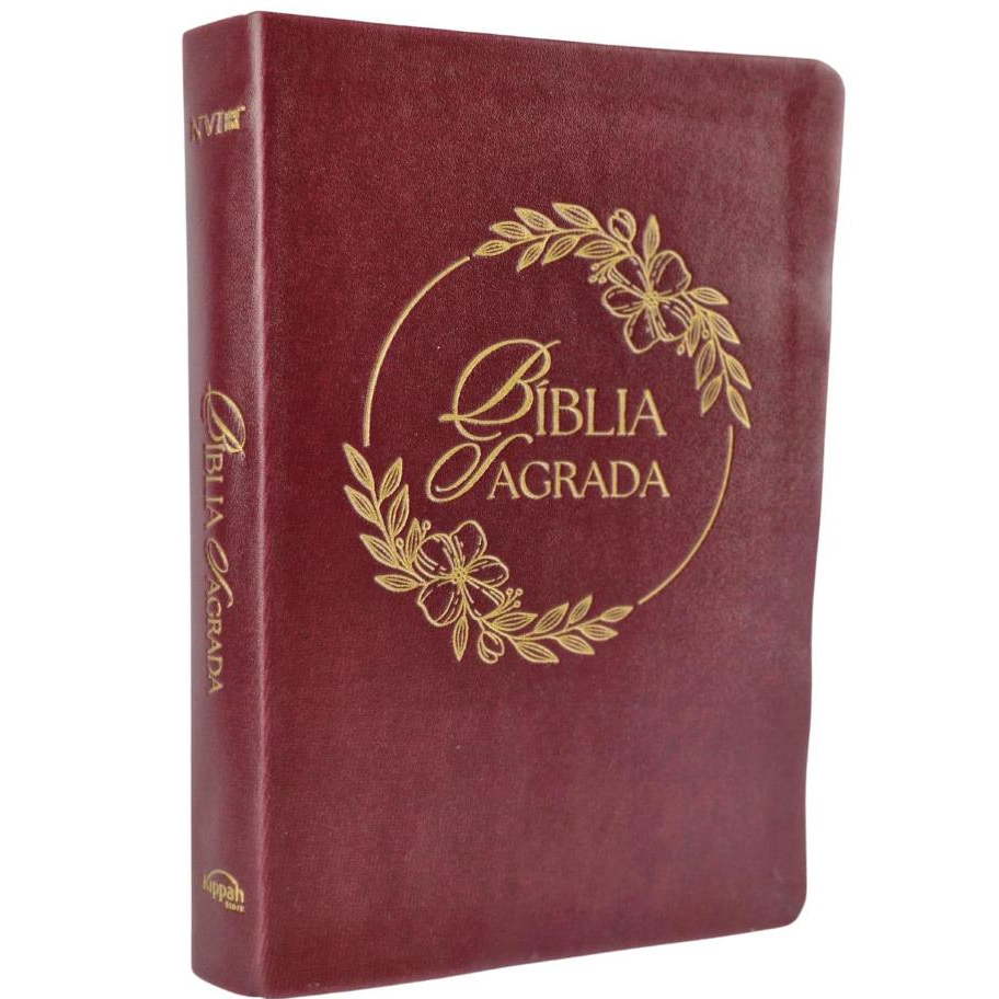 Bíblia Sagrada NVI - Luxo Couro Soft Flexível - Flores Douradas em Oferta na Shopee