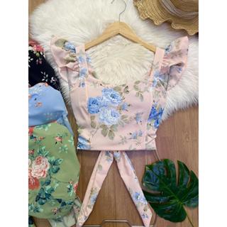 YIANG blusa cropped estampada com bojo moda feminina 0906-3 em Oferta na Shopee