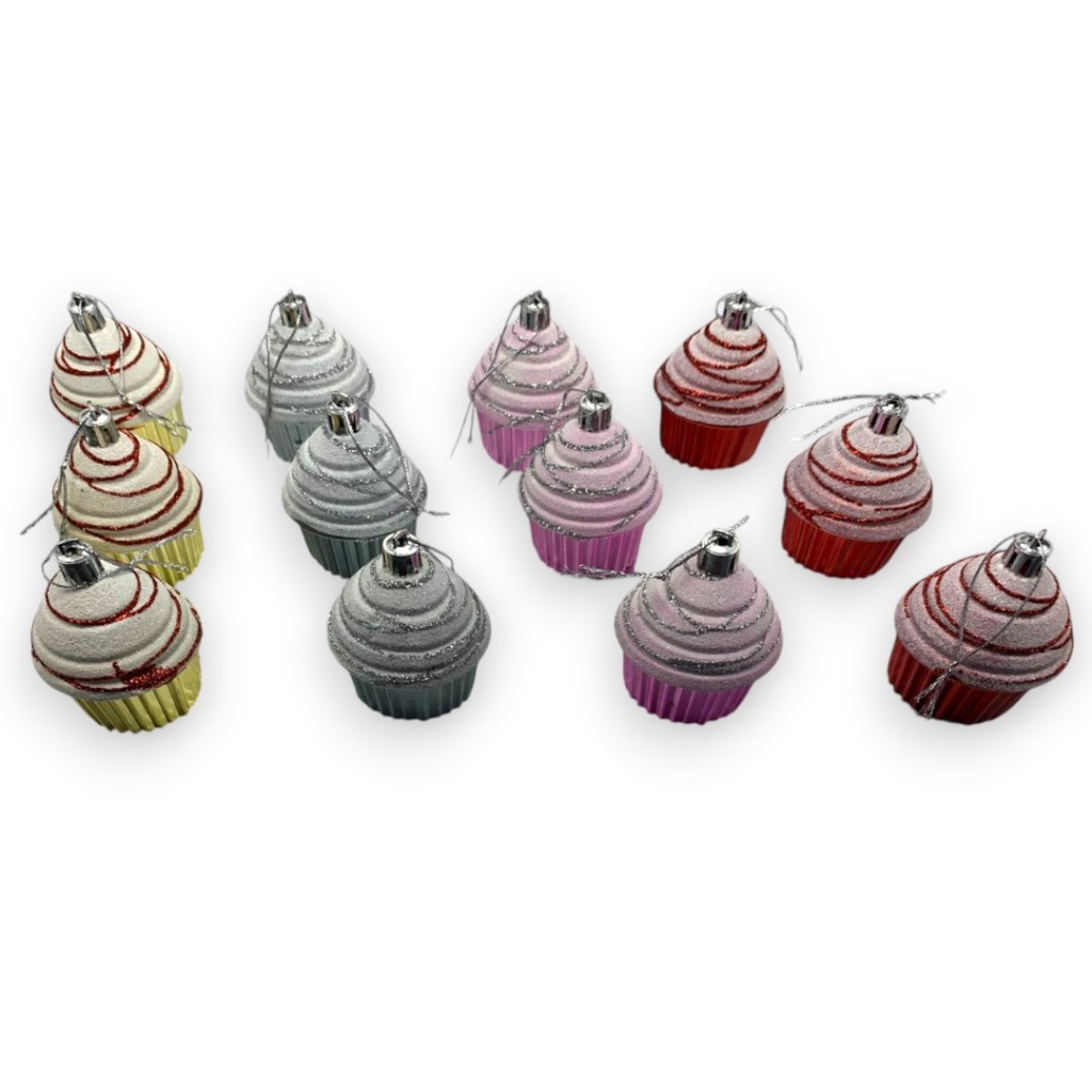 Trio Enfeite Árvore De Natal Docinhos Cupcake 16,5CMx7CM- NTA17164