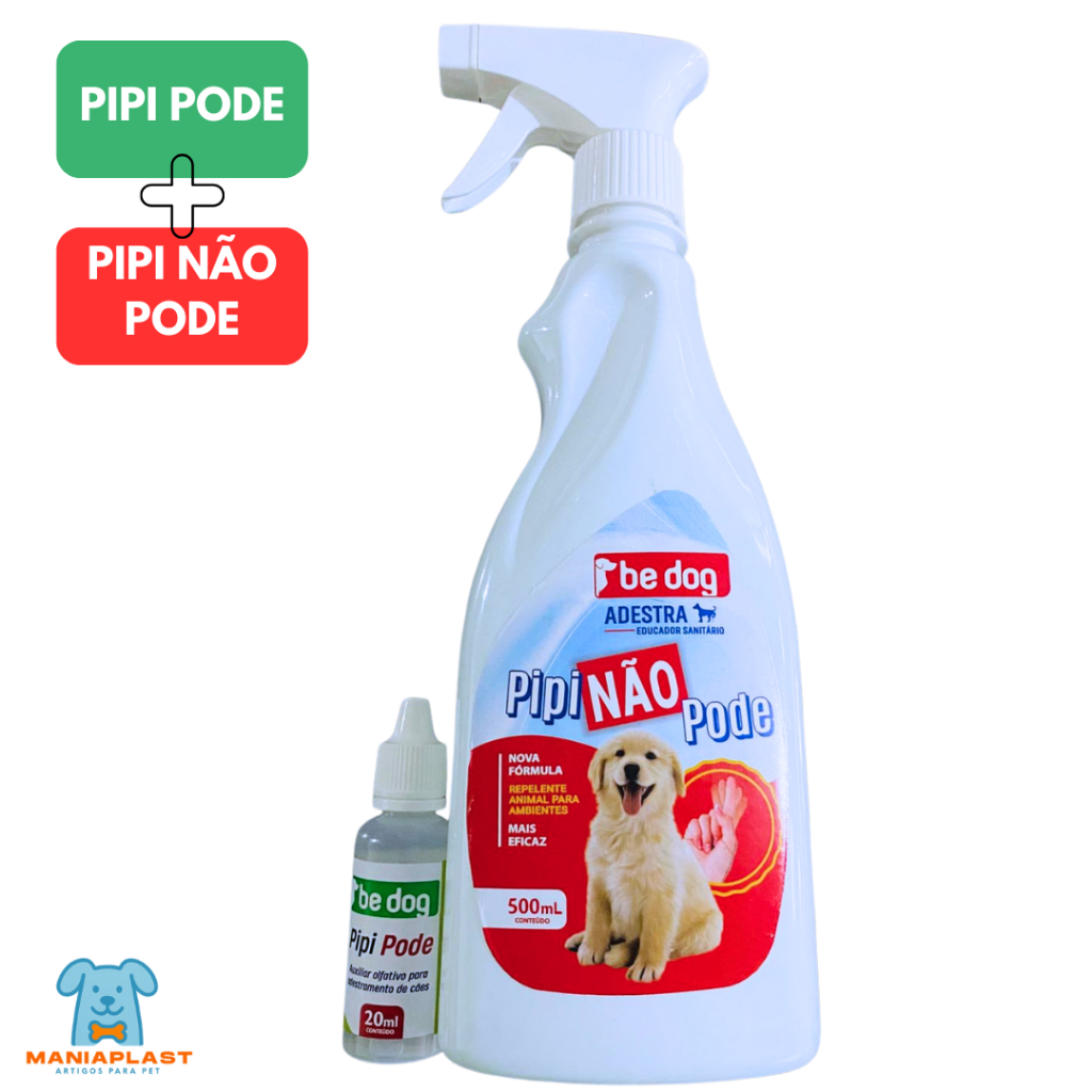 Kit Adestrador Xixi Pet Educador Pipi Pode + Não Pode BeDog 500mL para Cães e Gatos