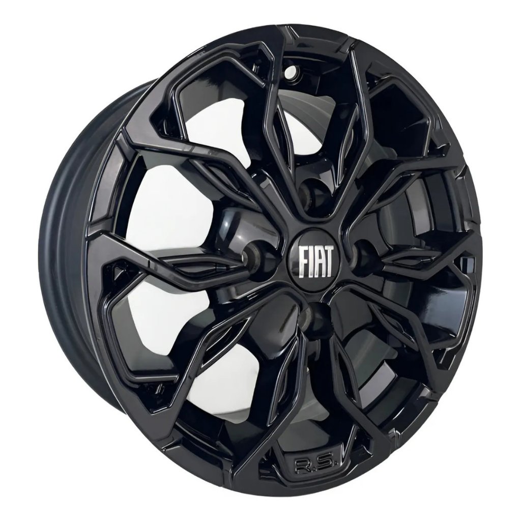Kit 4 Rodas Aro 13 4x98 Fiat Uno Fiorino Palio Mobi Punto Bicos de Brinde Black Piano M16