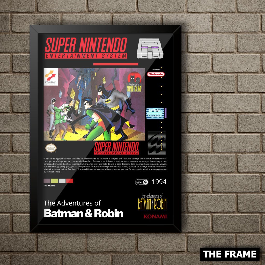 Quadro Decorativo A4/A3 The Adventures of Batman & Robin SNES