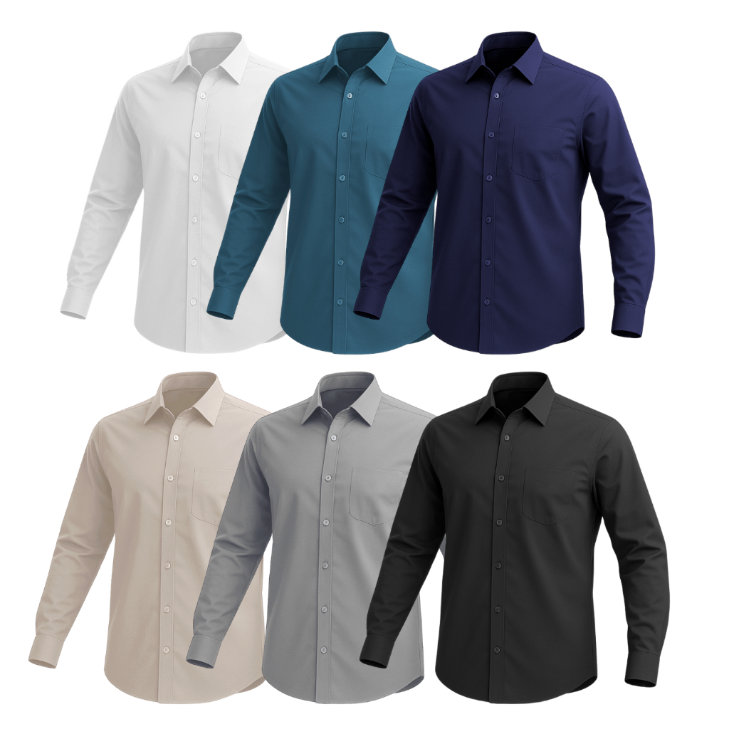 Kit 4 Camisa Social Masculina Manga Longa Forma Tradicional - Não Amassa de Microleve - Entrega Rápida