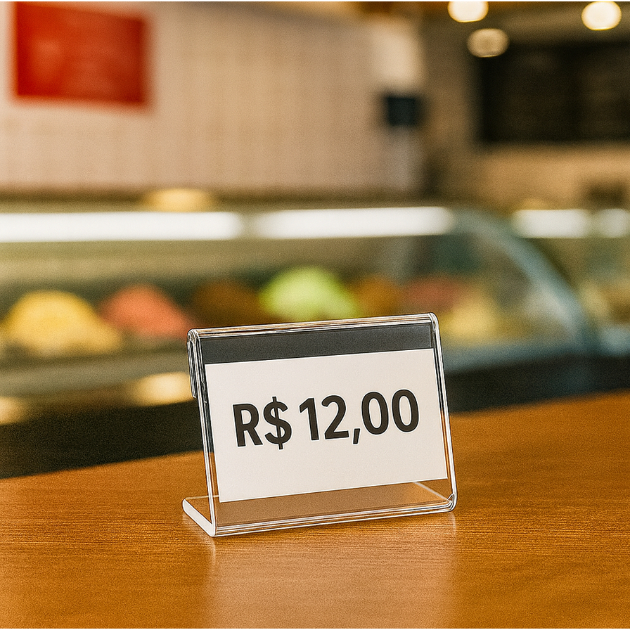 Kit 20 Displays Porta Preço em Acrílico Cristal 5x3cm para Exposição. em Oferta na Shopee
