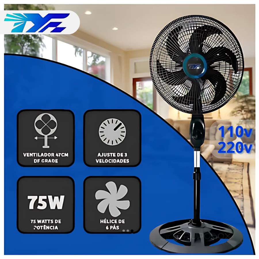 Ventilador de Coluna  47cm-127cm ajuste de altura livremente, ventilador de pé 110v/220v