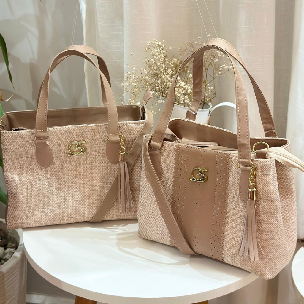 Gaby Show Kit Bolsa Média Tecido - Bolsa Transversal Paris - Carteira Feminina Elegante, Bolsa Festa