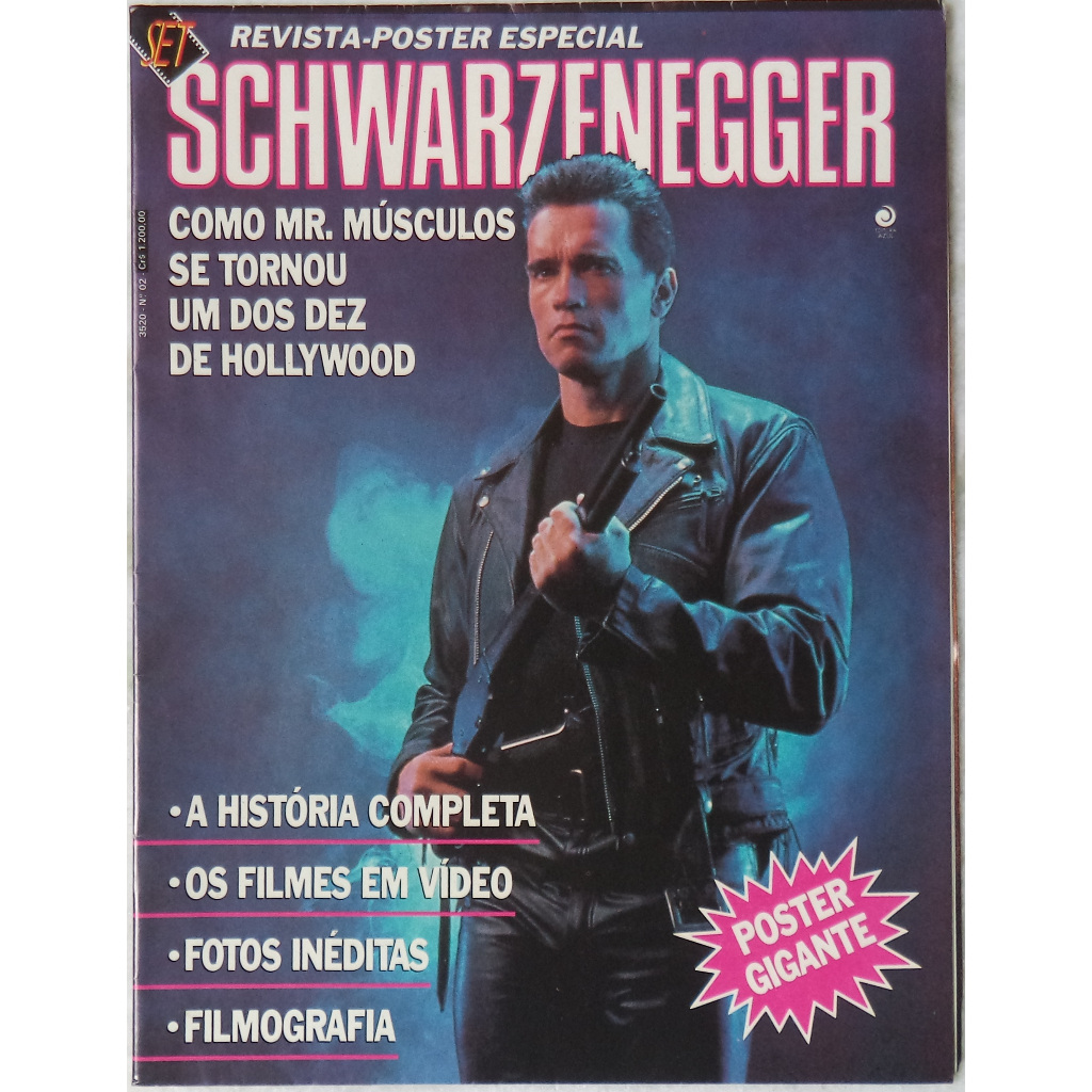 Revista Poster Set Especial Schwarzenegger Poster Gigante História Completa os Filmes em vídeo