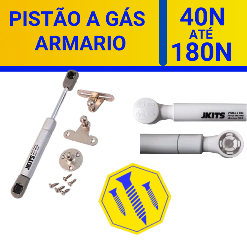 Pistão A Gás p/ Portas De Moveis Armário 40N | 60N | 80N | 100N | 120N |150N | 180N em Oferta na Shopee