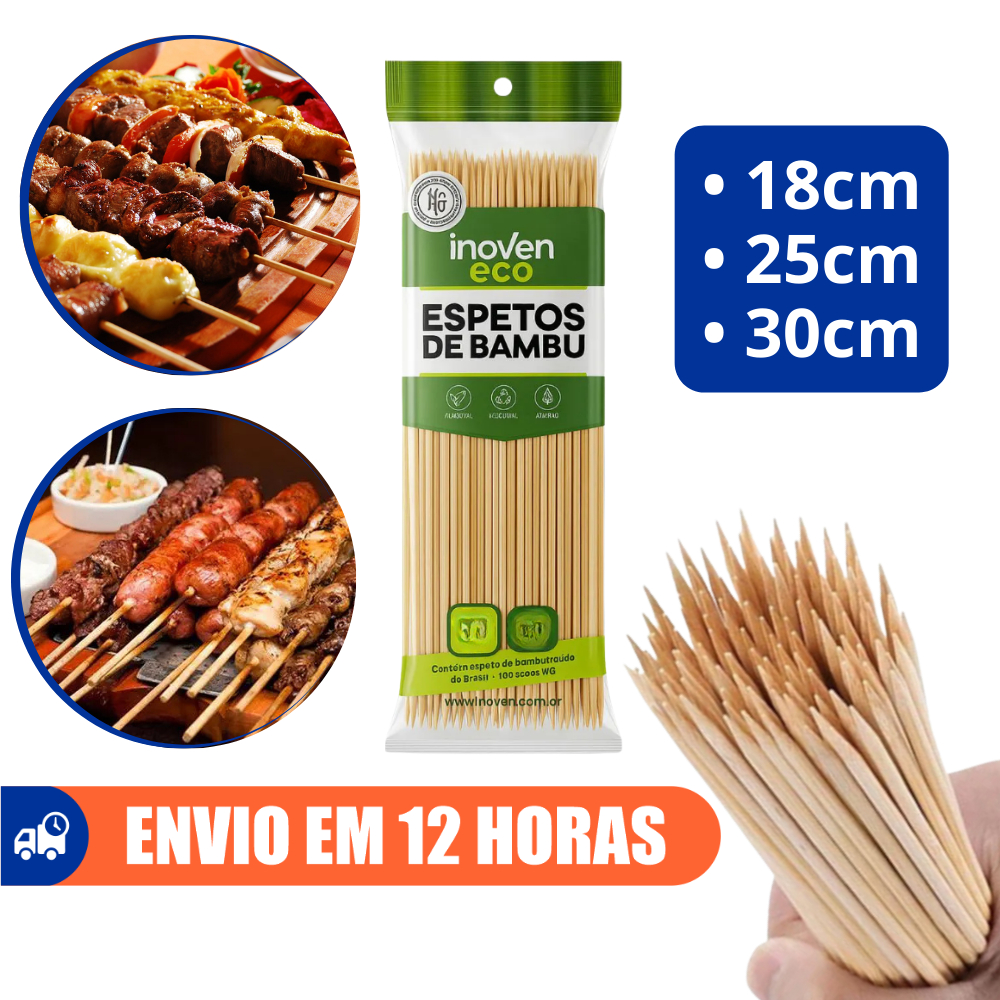 Espeto De Churrasco Bambu A Granel Espetinho 1000un Inoven em Oferta na Shopee