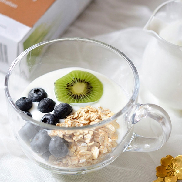 Jogo de 3 Xícaras Jumbo de Vidro Transparente Canecas Para Cereais e Matinais 450ml