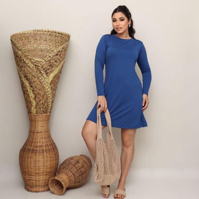 Vestido Saída de Praia Moda Evangélica + Proteção Uv Térmica Manga Longa Tecido Poliéster Liso