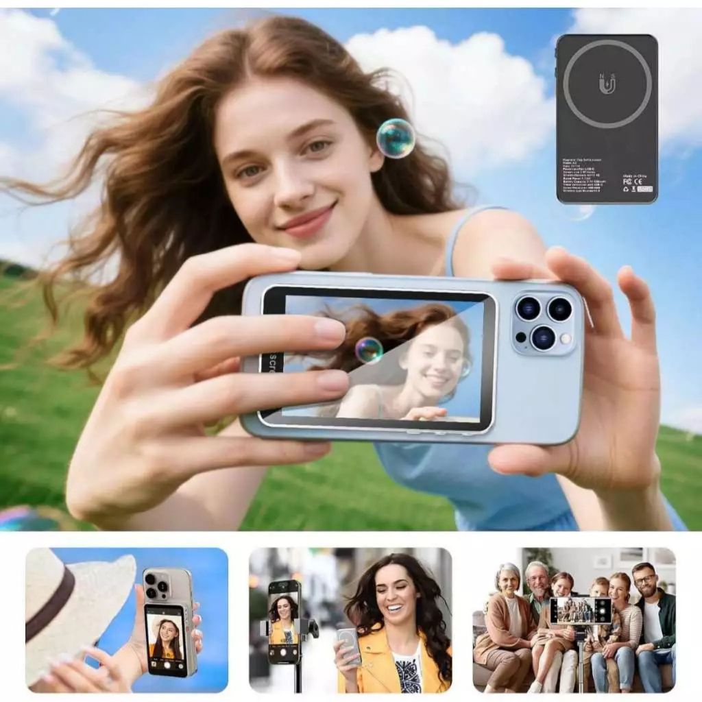 Tela De Monitor Magnético Sem Fio A2 Para Usar Câmera Traseira Do Telefone Smartphone Selfie Vlog Gravação De Vídeo