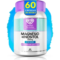 MAGNÉSIO + INOSITOL 700mg por Dose – Bisglicinato de Magnésio e Mio-inositol – Sem Glúten – 60 Cápsulas – Anami