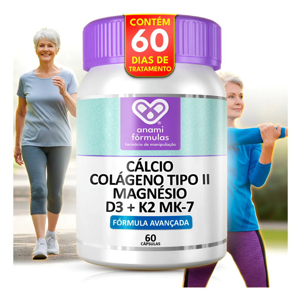 Cálcio + Colágeno Tipo 2 + Magnésio + D3/k2 Flex 60 Cápsulas