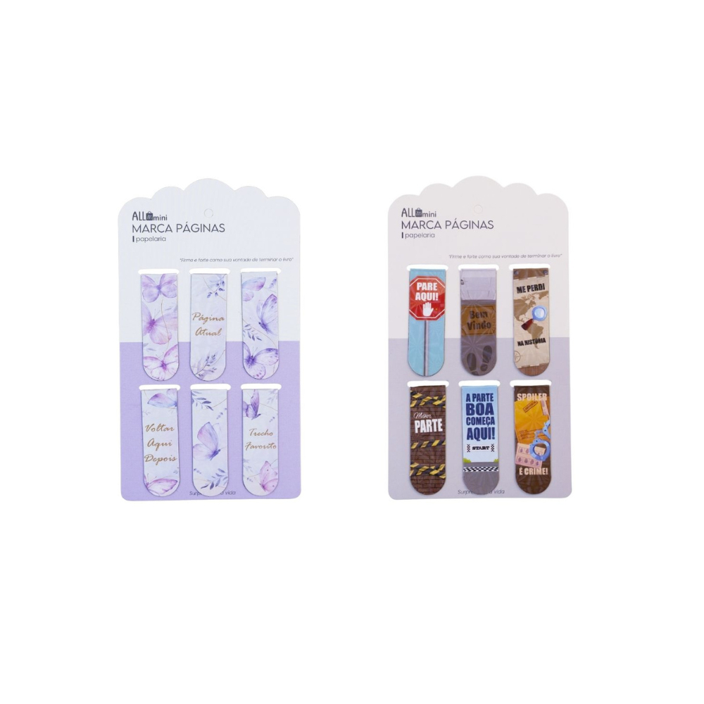Conjunto de 6 Marcadores De Página Para Livros E Cadernos Imã Magnéticos Com Brilho, Borboletas ou Estradas - Allmini Conjunto de 6 Marcadores De Página Para Livros E Cadernos Imã Magnéticos Com Brilho, Borboletas ou Estradas - Allmini