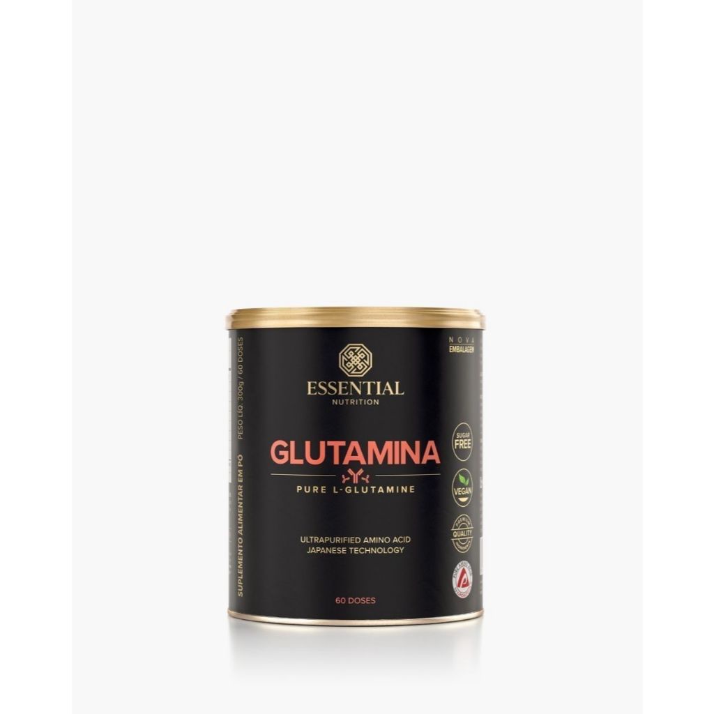 Glutamina Essential Nutrition 300g Original L-Glutamina Pura Aminoácido Sem Sabor