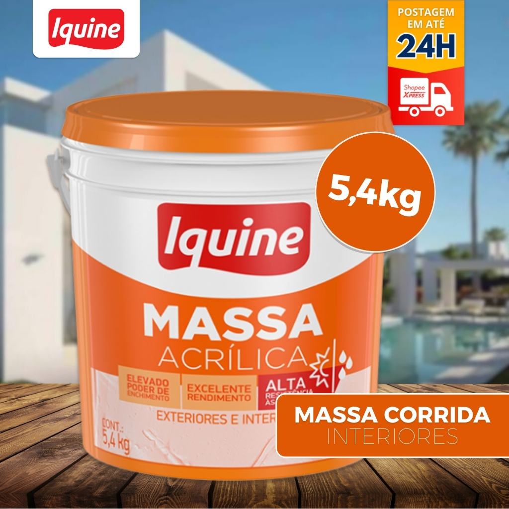 Massa Acrílica Rende o Dobro 5,4kg Para Áreas Internas e Externas Iquine