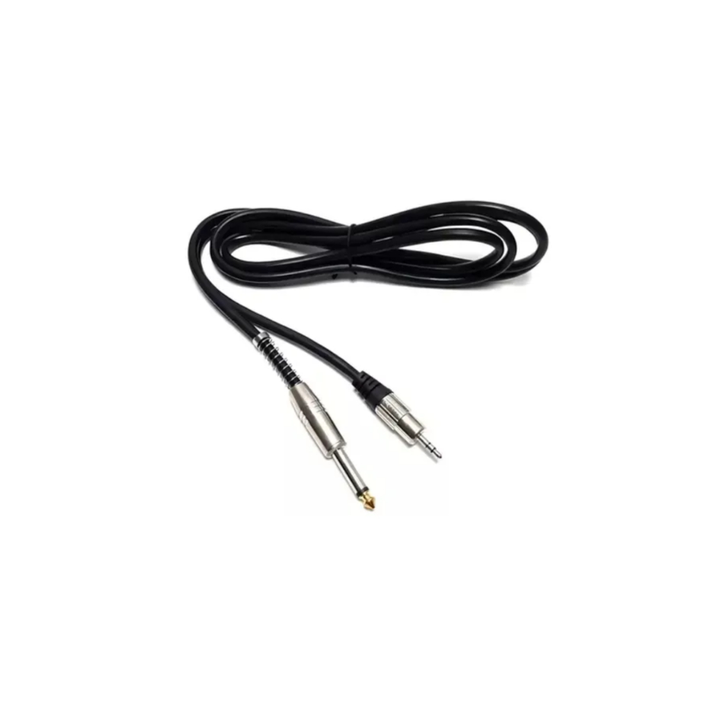 Cabo P10 Estereo + P2 Estereo O.d 6mm Dourado 1,8m Mxt Preto