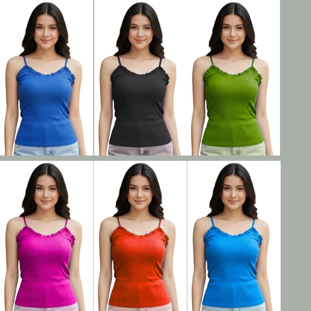 Blusa Alcinha Feminino Regata  Basico com Bojo Babado Tecido Ribana Cores na Verão Tendencia