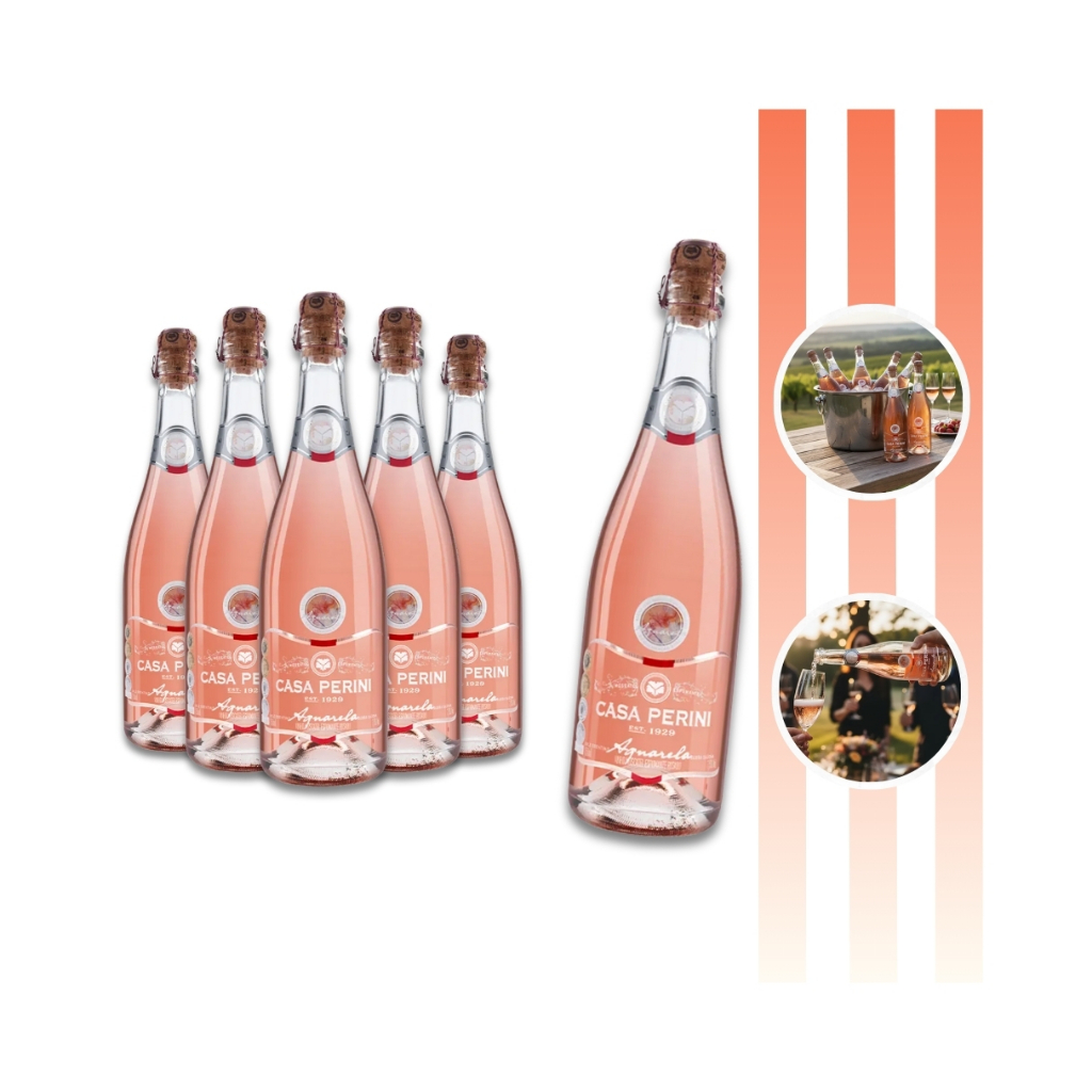 Espumante 750ml Rosé Aquarela Moscatel Casa Perini - 6 Unidades em Oferta na Shopee