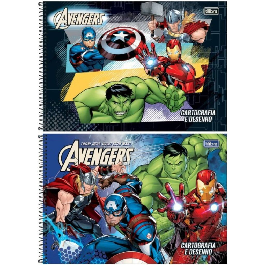 Caderno de Cartografia e Desenho Capa Dura 275mm x 200mm 1 unidade Avengers Tilibra