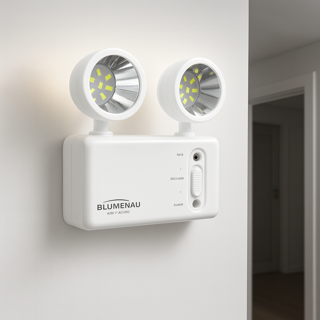 Luminária de Emergência Bloco Autônomo 2 Faróis 3W Bivolt 6500K Branca Blumenau em Oferta na Shopee