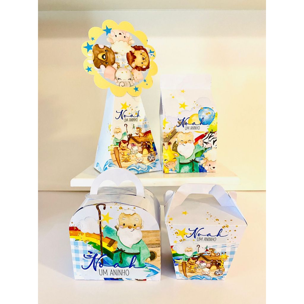 KIT LEMBRANCINHA PERSONALIZADA DE ANIVERSÁRIO ARCA DE NOÉ - PAPELARIA PERSONALIZADA PEGUE E MONTE