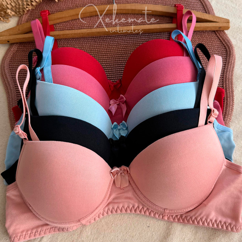 Kit 5 Sutia com Bojo Liso Basico Dia a Dia Conforto Lingerie Feminina Mulher Soutien em Oferta na Shopee
