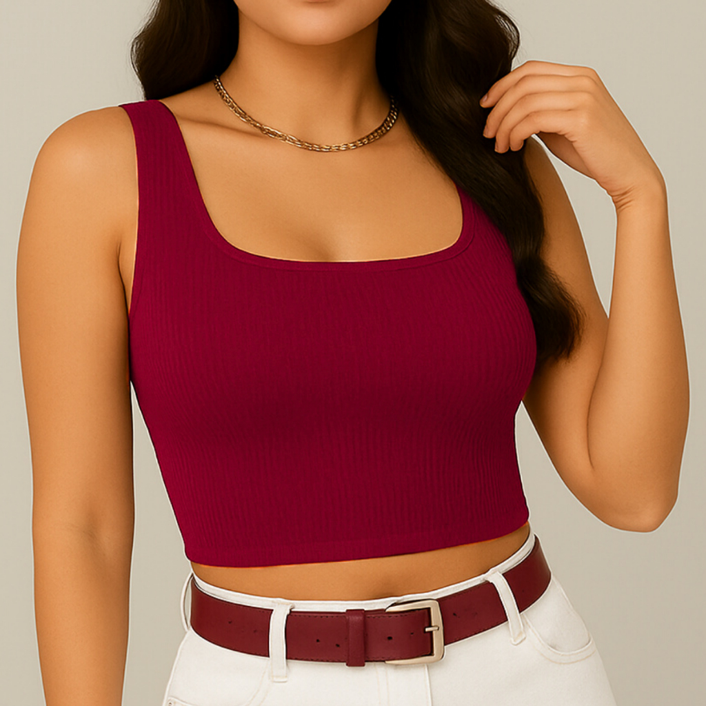 Cropped Decote Quadrado Top Feminino Alça Larga Blusa Blusinha Verão Praia Festa Carnaval Bloquinho