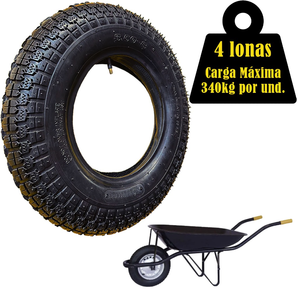 Pneu E Câmara D Ar 3.50x8 Carrinho D Mão, carriola, carrinho plataforma, carrinho de carga eetc